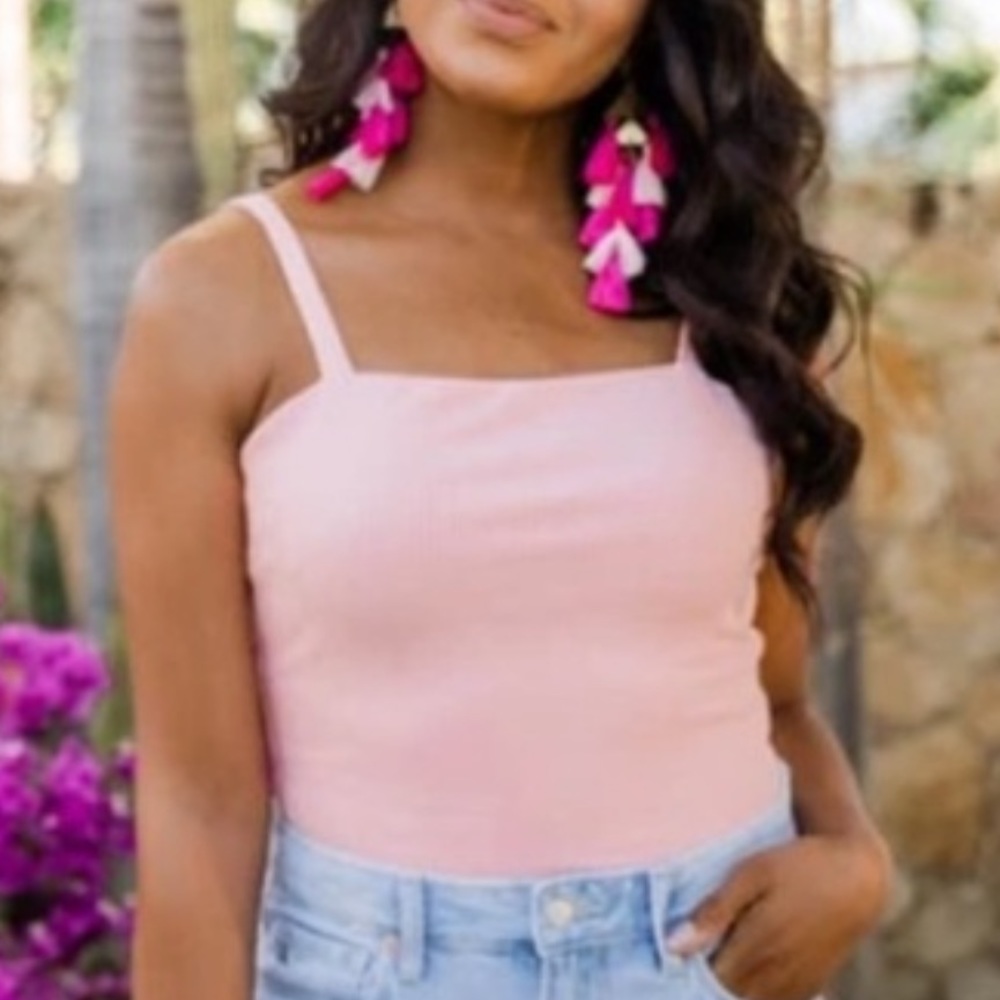 Pink Lily- Peach Bodysuit- Size Large